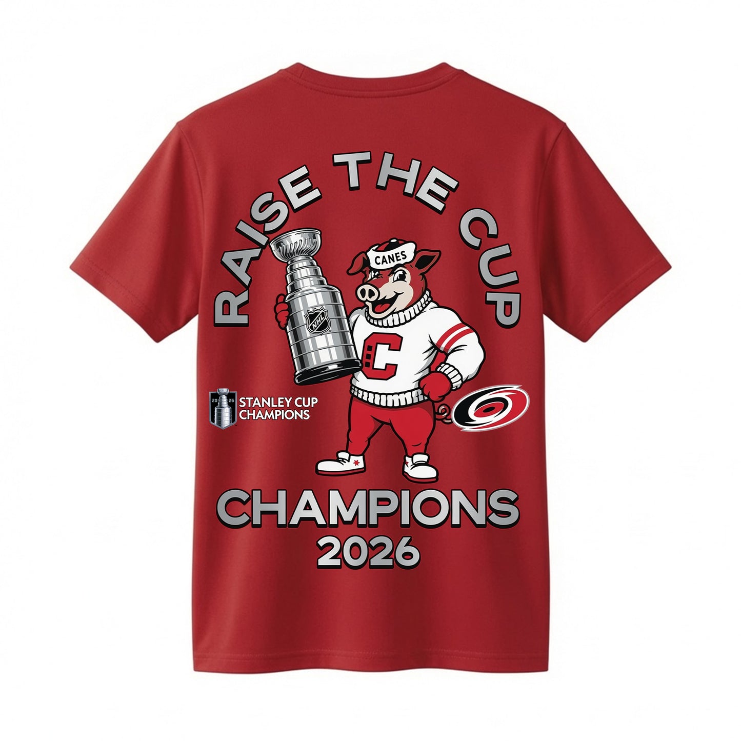 Carolina Hurricanes Stanley Cup Champions 2026 T-Shirt Raise the Cup Champs Canes Double Sided Hockey Fan Shirt