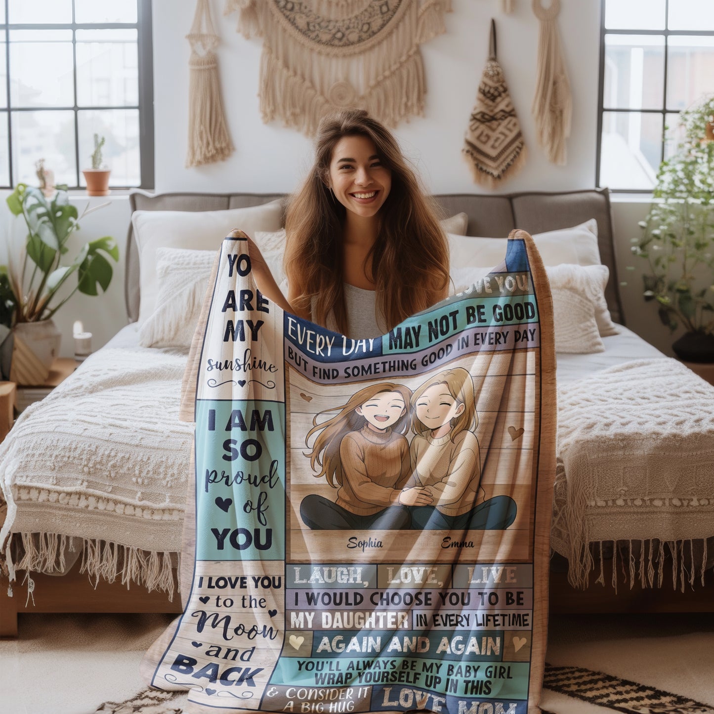 Personalized Daughter Blanket with Custom Photo & Names
