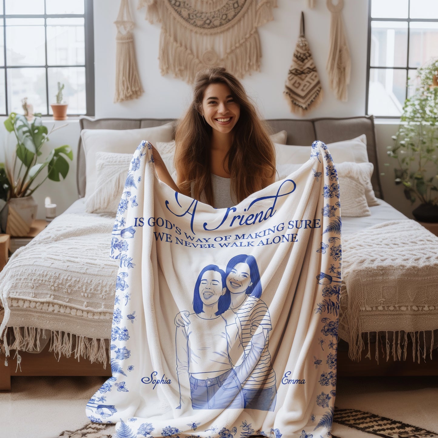 Personalized Best Friend Blanket with Custom Photo & Names