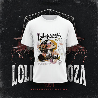 Lollapalooza 2026 Chicago Skyline Art T-Shirt – Music Festival Aesthetic Graphic Tee
