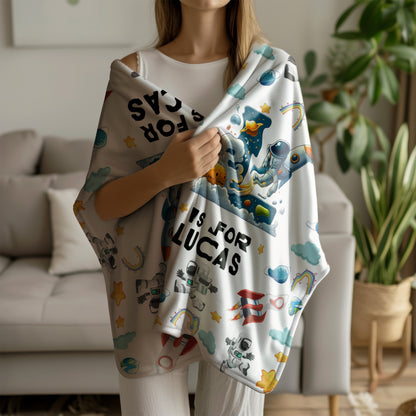Personalized Space Blanket - Custom Name Astronaut Blanket