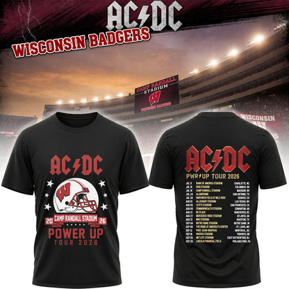 AC/DC Wisconsin Badgers Camp Randall Stadium Power Up Tour 2026 Fan T-Shirt