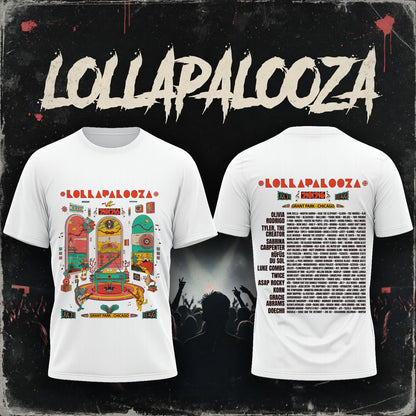 Lollapalooza 2026 Grant Park Retro Stage Art Shirt - Chicago Festival Lineup Tee