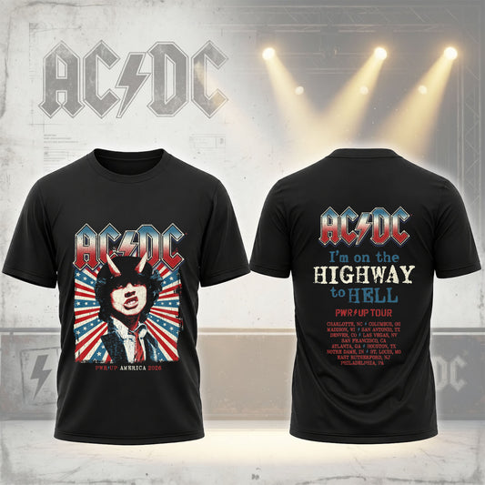AC/DC Highway to Hell PWR UP America 2026 Tour Vintage Rock Concert T-Shirt