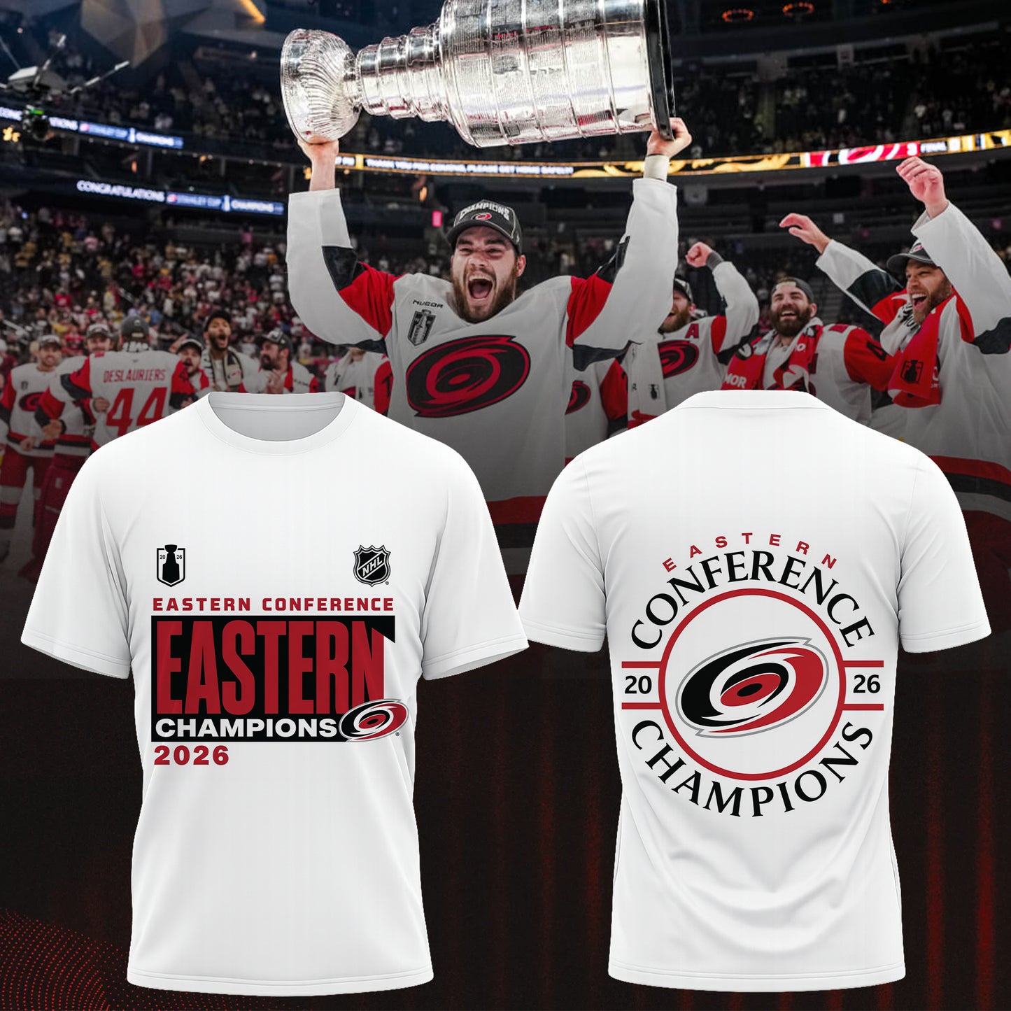 Carolina Hurricanes 2026 Eastern Conference Champions Shirt - Hockey Fan Double Sided Tee