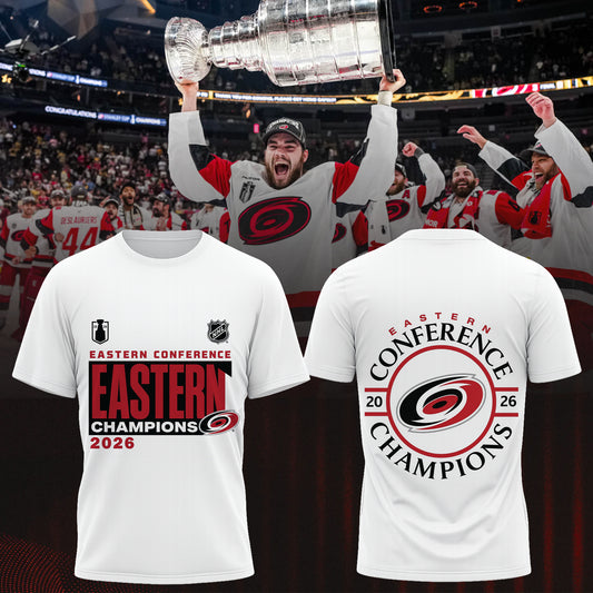 Carolina Hurricanes 2026 Eastern Conference Champions Shirt - Hockey Fan Double Sided Tee