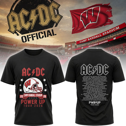AC/DC Power Up Tour 2026 Wisconsin Badgers Camp Randall Stadium Concert T-Shirt
