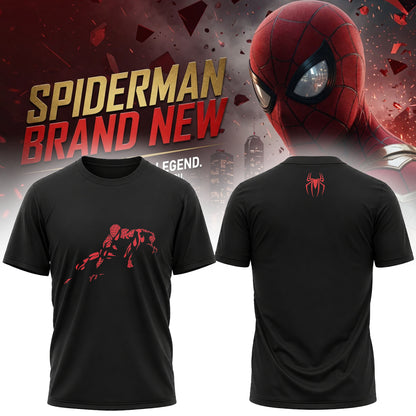Minimalist Spider Hero Front Back T-Shirt – Red Silhouette Comic Graphic Tee
