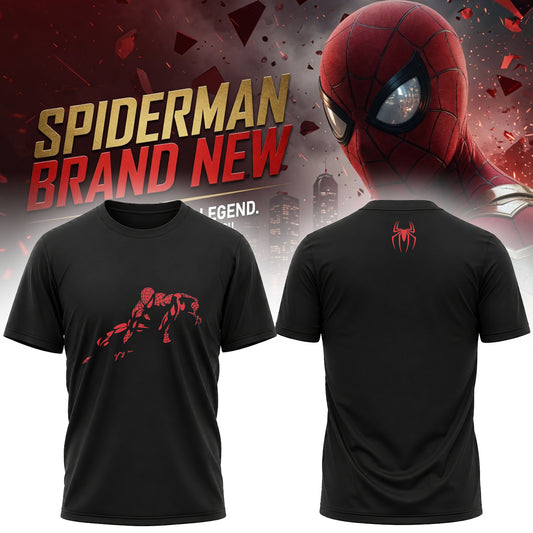 Minimalist Spider Hero Front Back T-Shirt – Red Silhouette Comic Graphic Tee