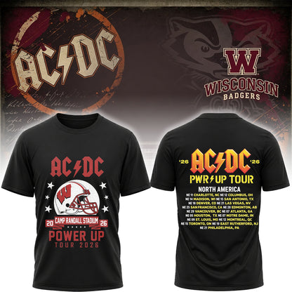 Wisconsin Badgers AC/DC Power Up Tour 2026 T-Shirt