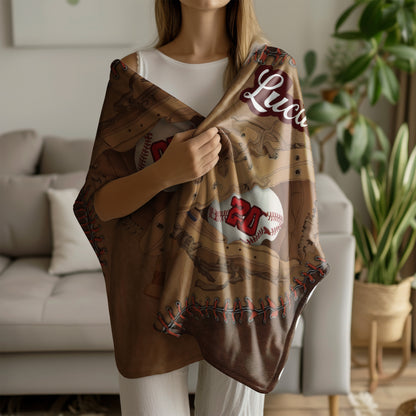 Personalized Baseball Blanket with Custom Name & Number