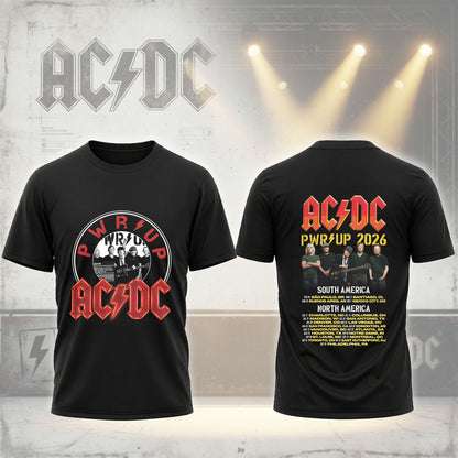 AC/DC PWR UP 2026 World Tour Shirt - South America North America Concert Tee