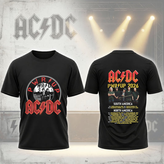 AC/DC PWR UP 2026 World Tour T-Shirt - South America North America Concert Tee
