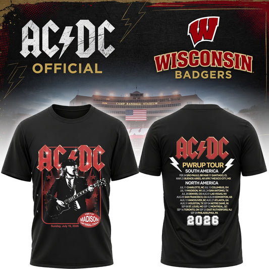 AC/DC Wisconsin Badgers Madison 2026 Power Up Tour Vintage Concert T-Shirt