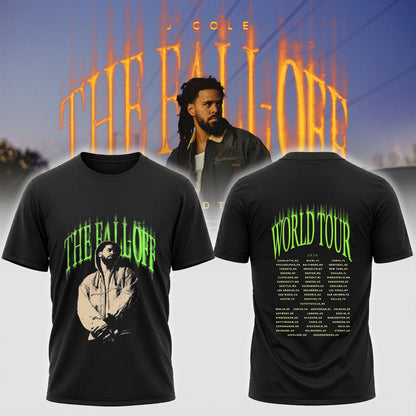 J. Cole The Fall Off World Tour 2026 Shirt - Neon Graphic Rap Concert Tee