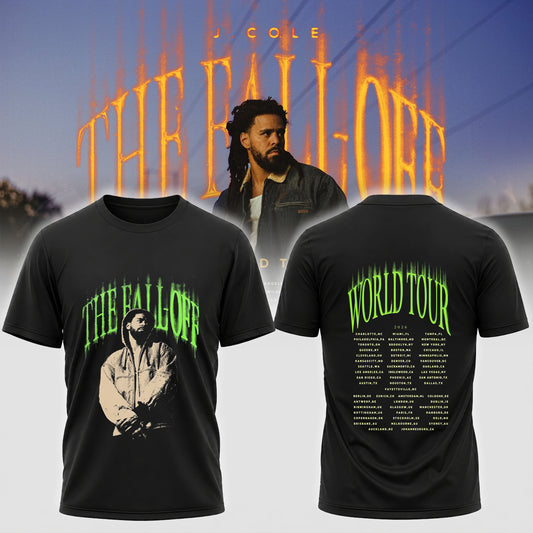 J. Cole The Fall Off World Tour 2026 Shirt - Neon Graphic Rap Concert Tee