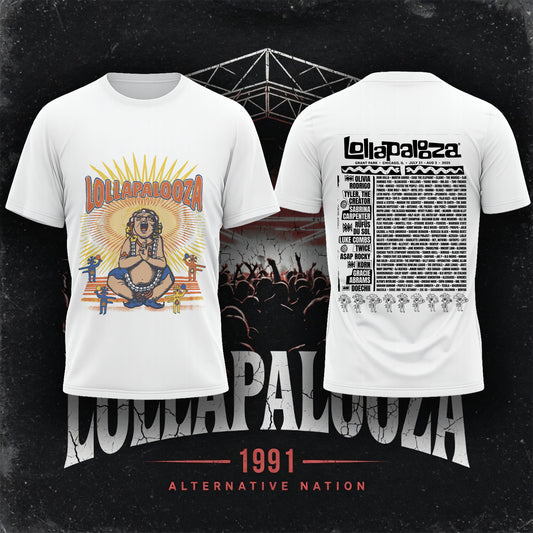 Lollapalooza 2025 Festival Lineup T-Shirt – Vintage Buddha Chicago Concert Graphic Tee