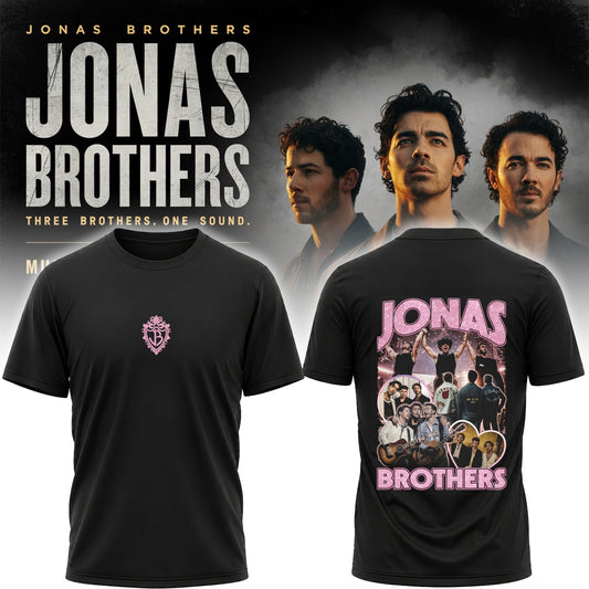 Jonas Brothers Pink Retro Collage Shirt - Vintage Band Fan Graphic Tee