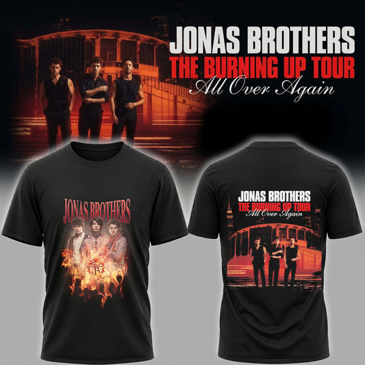 Jonas Brothers Burning Up Tour All Over Again Shirt - Vintage Concert Graphic Fan Tee