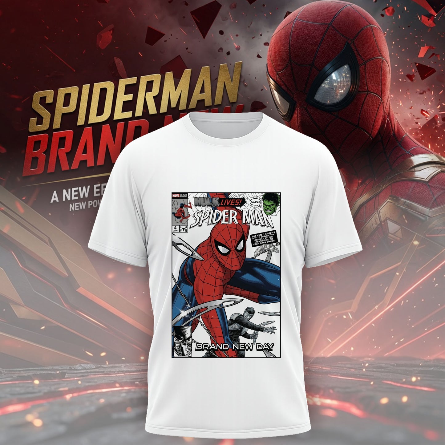 Vintage Spider Comic Cover Graphic T-Shirt – Retro Superhero Action Tee