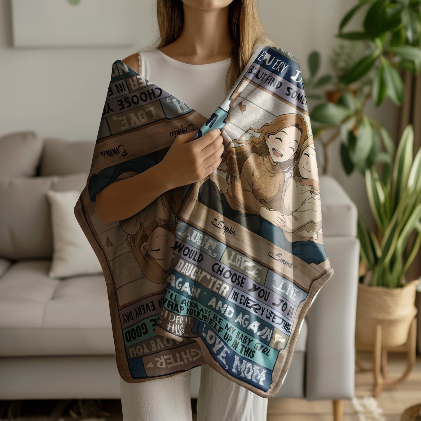 Personalized Daughter Blanket with Custom Photo & Names