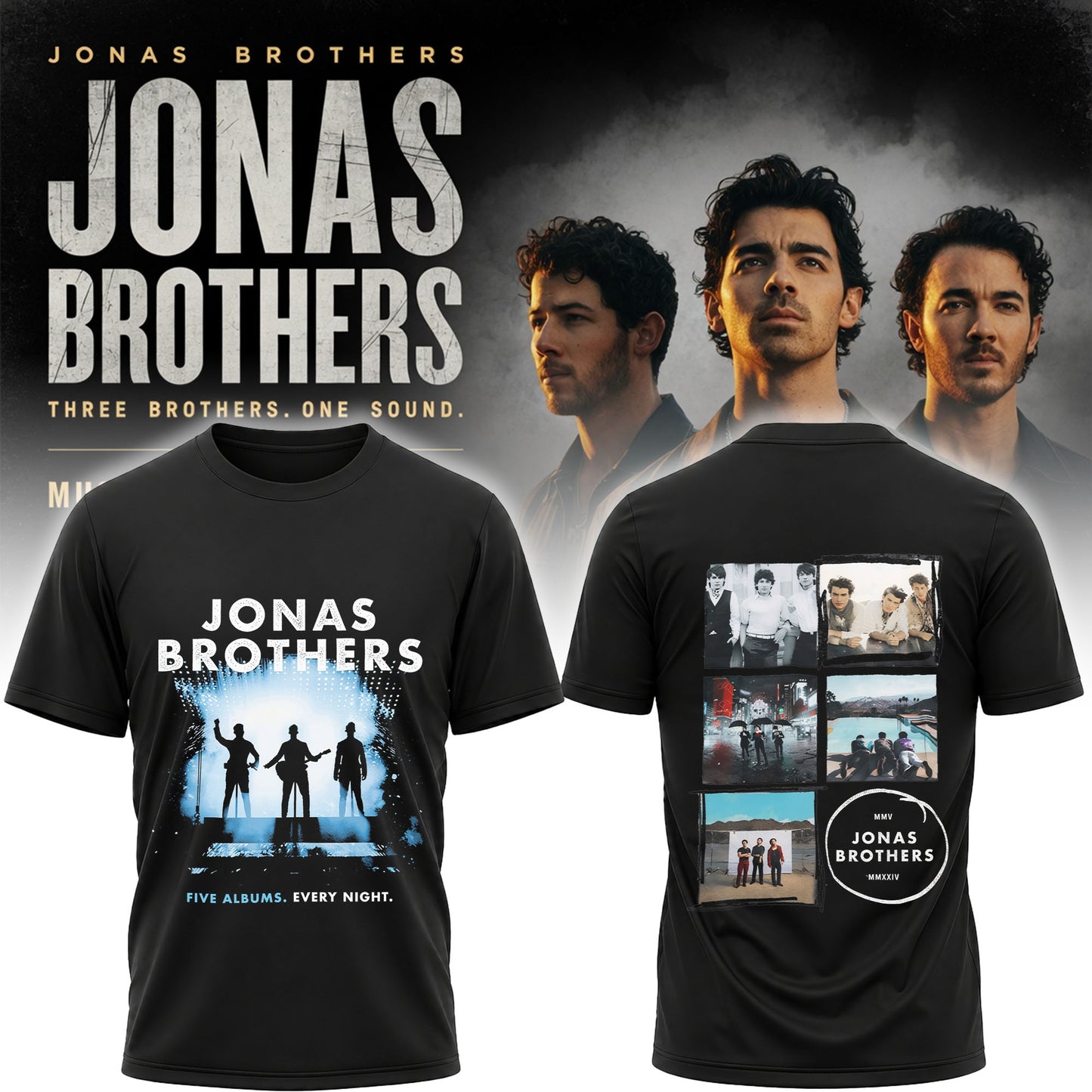 Jonas Brothers Five Albums Every Night Shirt - Jonas Brothers Tour Concert Fan Tee