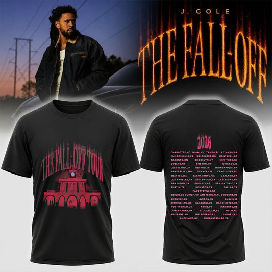 J. Cole The Fall Off Tour 2026 Shirt - World Tour Cities Graphic Rap Concert Tee