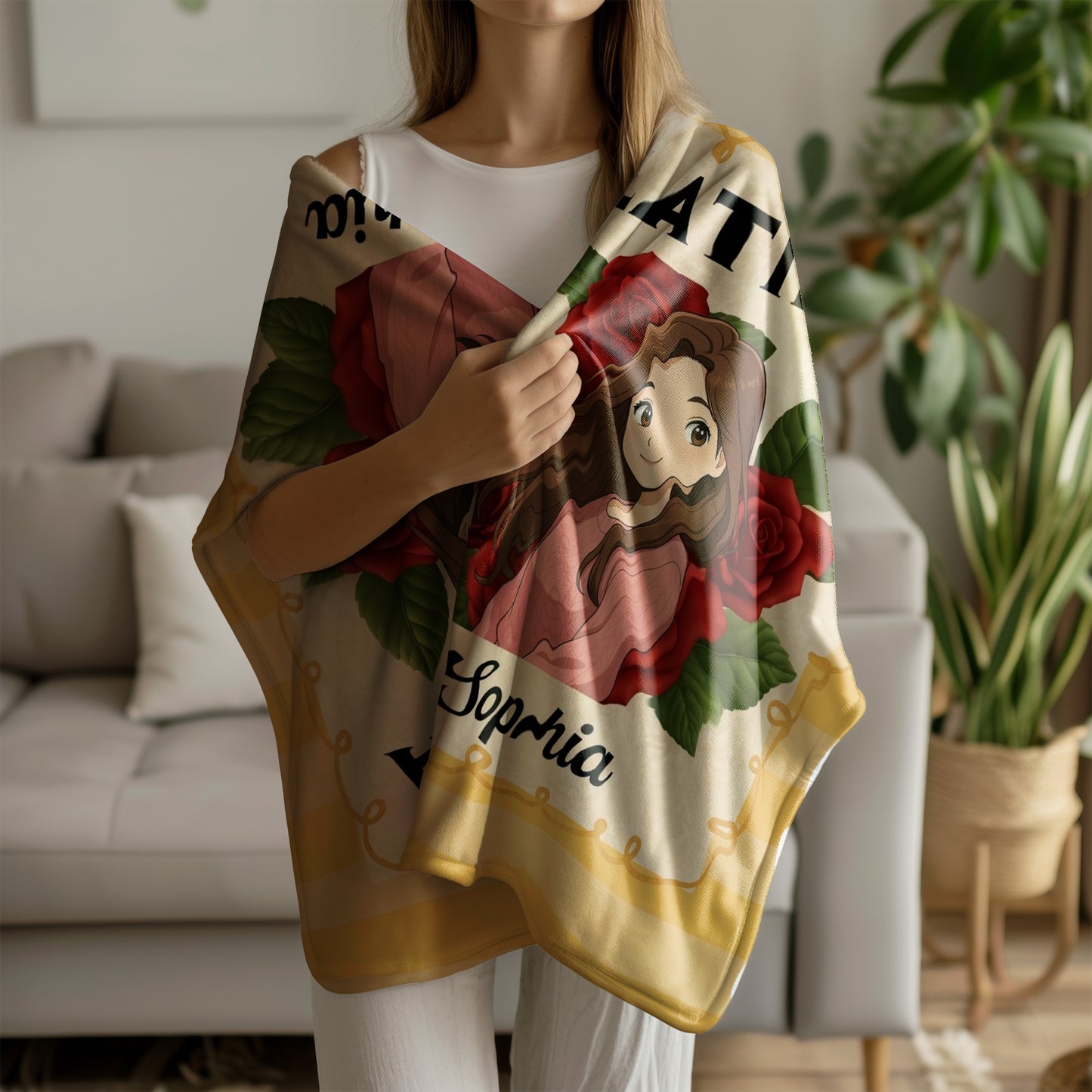 Personalized Latina Anime Blanket with Custom Photo & Name