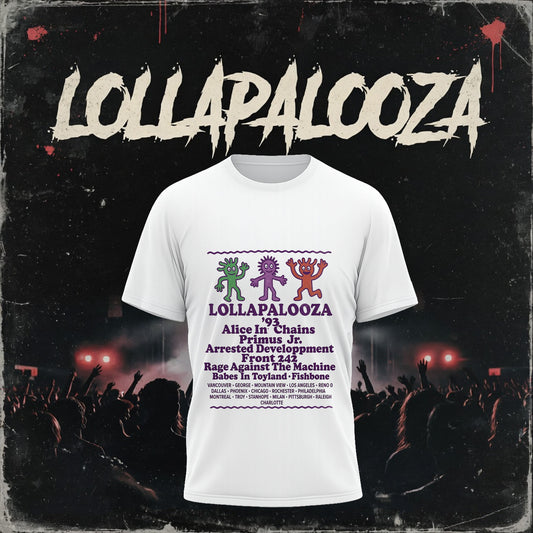 Vintage Lollapalooza 1993 Tour Shirt - Alice In Chains Primus Rage Against The Machine Tee