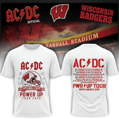 AC/DC Wisconsin Badgers Camp Randall Stadium Power Up Tour 2026 T-Shirt