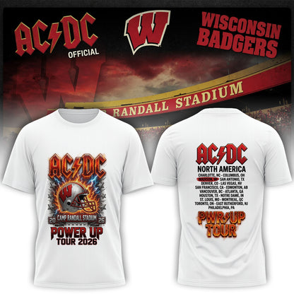 AC/DC Wisconsin Badgers Camp Randall Stadium Power Up Tour 2026 T-Shirt