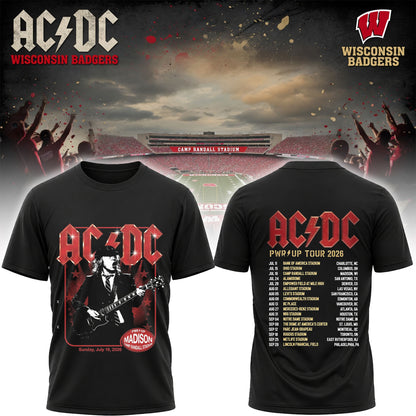 AC/DC Power Up Tour 2026 Madison Wisconsin Badgers Rock Concert T-Shirt