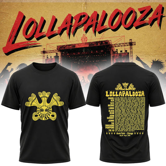 Lollapalooza 2026 Vintage Festival Lineup T-Shirt - Chicago Music Fan Tee