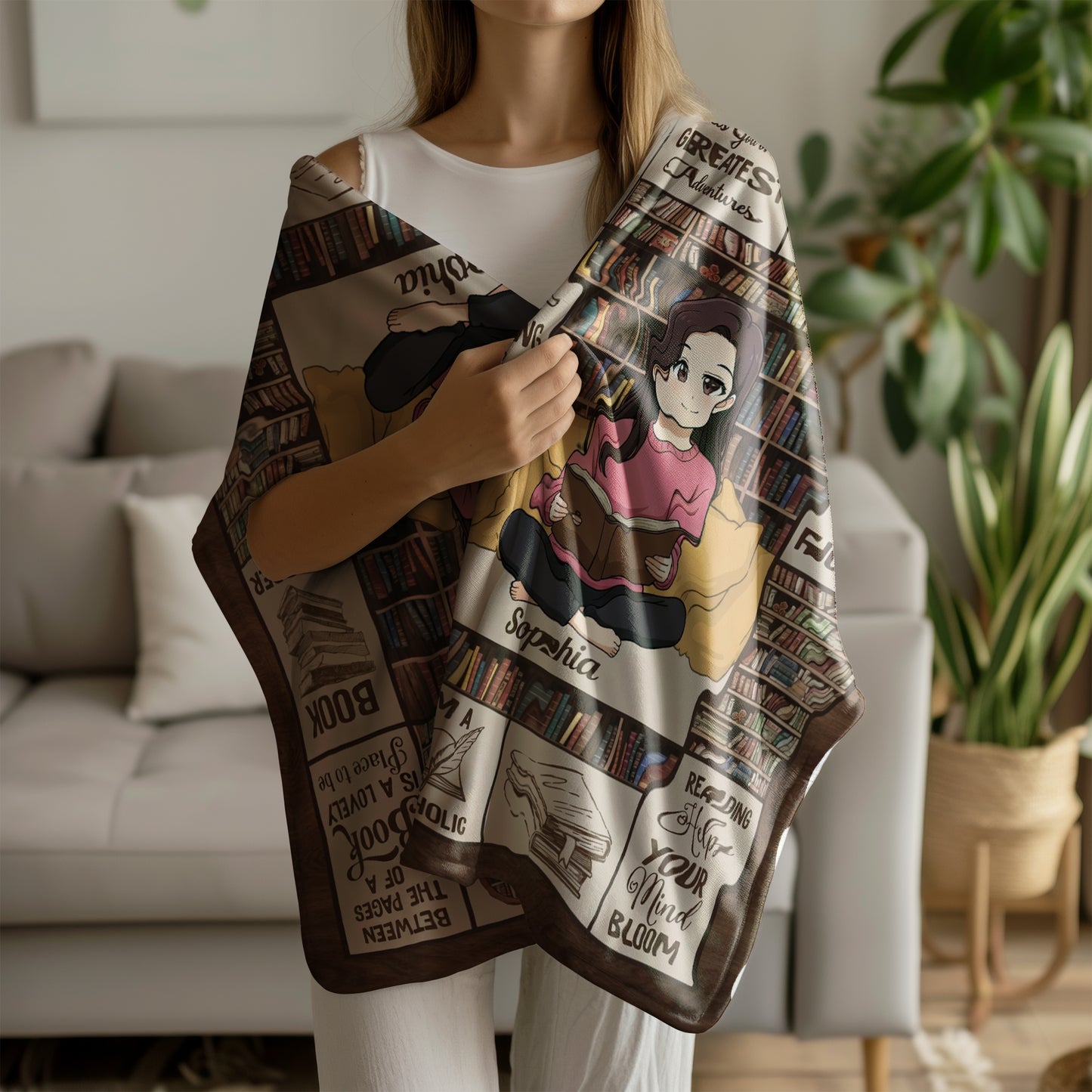 Personalized Book Lover Blanket with Custom Photo & Name