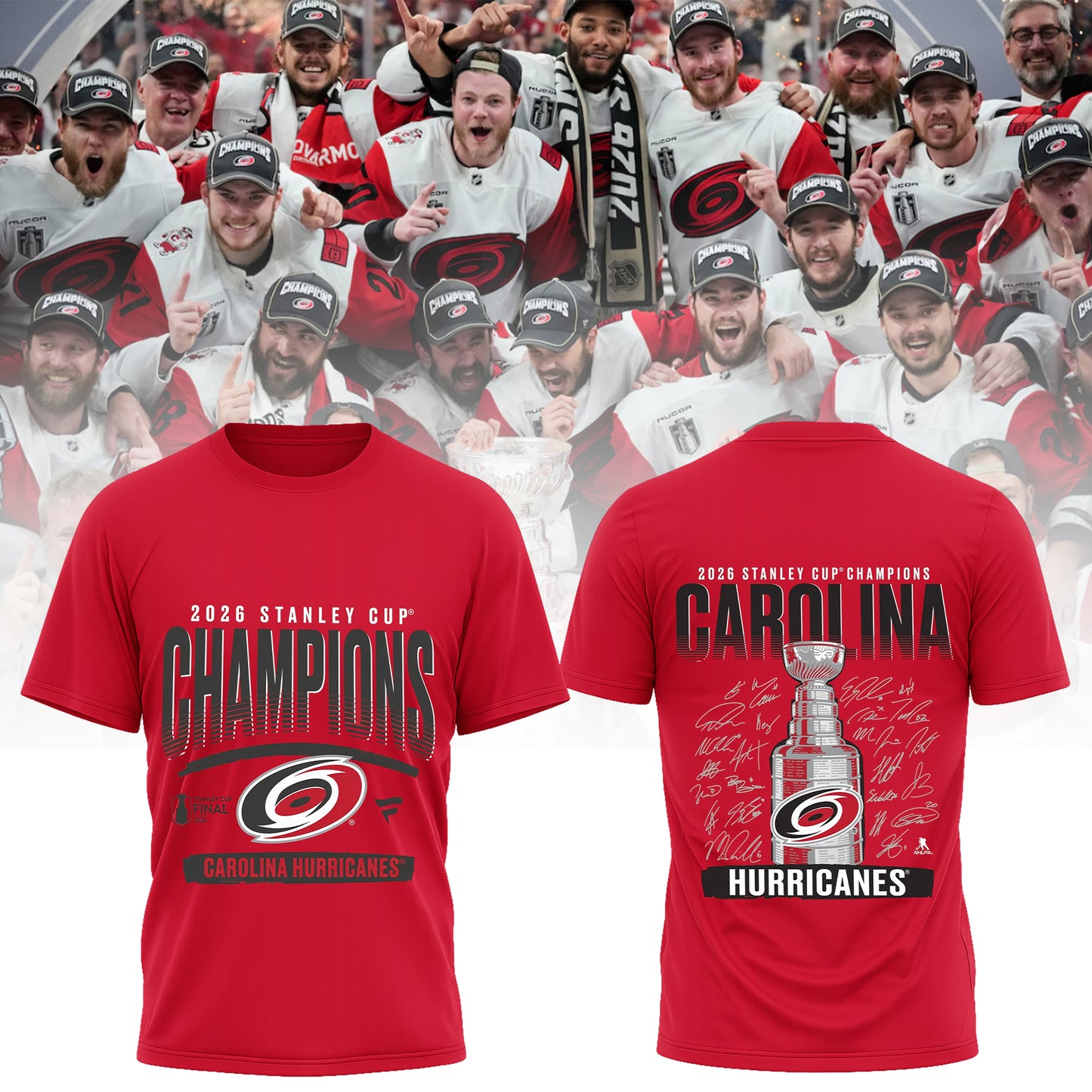 Carolina Hurricanes 2026 Stanley Cup Champions T-Shirt Double Sided Carolina Hurricanes Championship Hockey Fan Tee