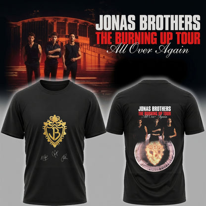 Jonas Brothers Burning Up Tour Crest Shirt - All Over Again Concert Graphic Tee