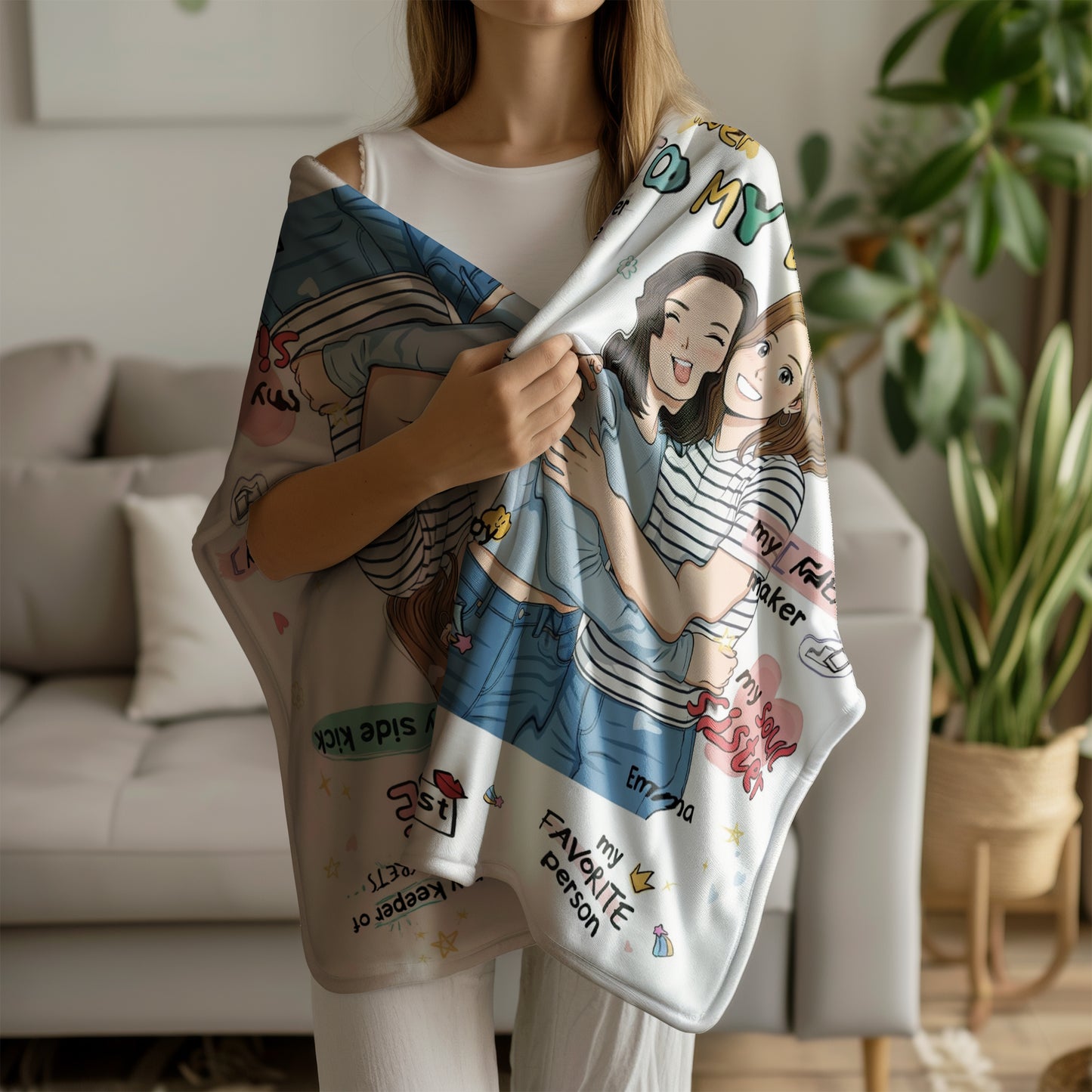 Personalized Bestie Blanket with Custom Photo & Names