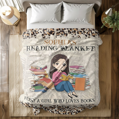 Personalized Reading Blanket Custom Book Lover Gift Photo Reading Girl Blanket Cozy Reader Throw Bookworm Gift