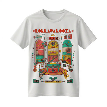 Lollapalooza 2026 Grant Park Retro Stage Art Shirt - Chicago Festival Lineup Tee