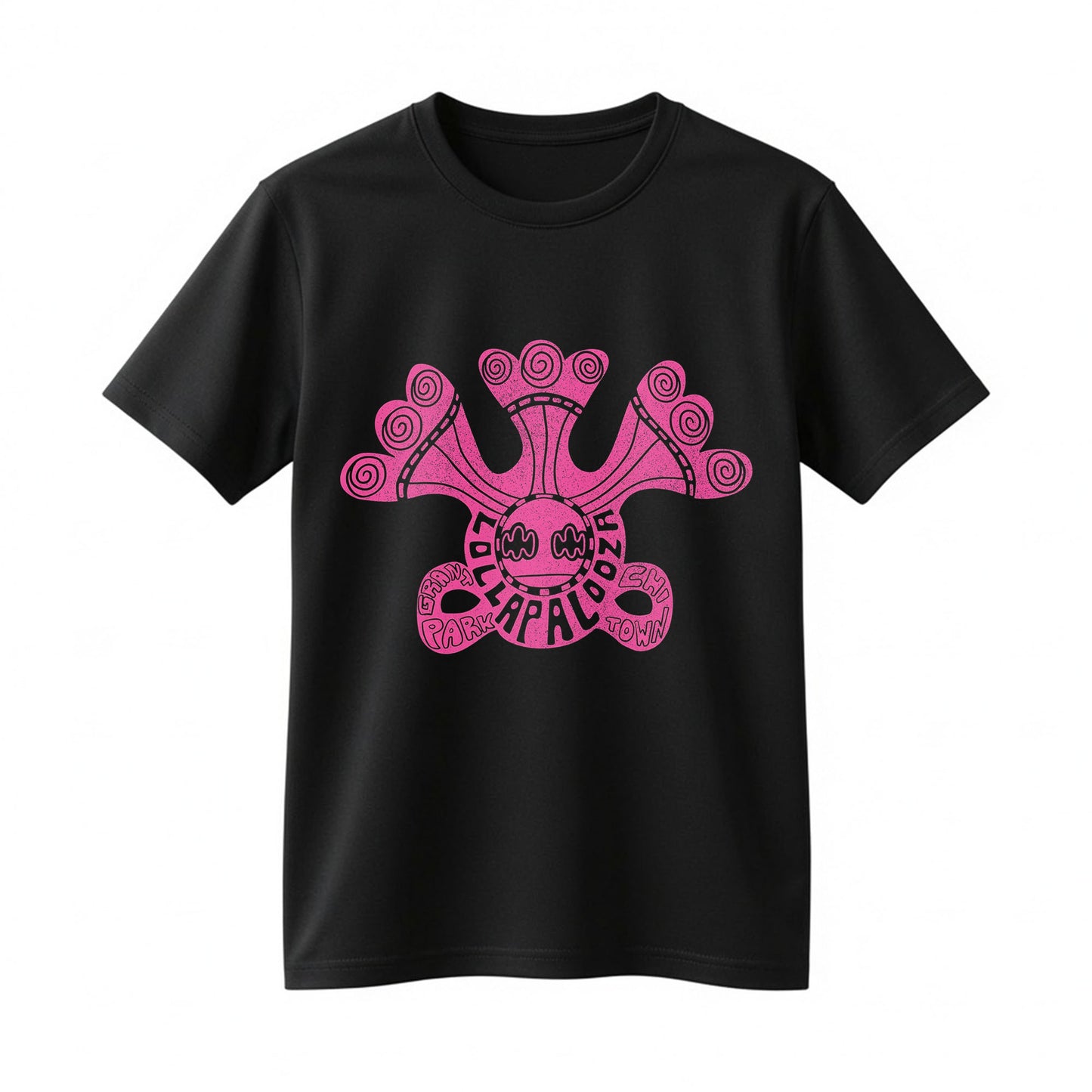 Lollapalooza 2026 Pink Retro Festival Lineup T-Shirt - Chicago Concert Merch