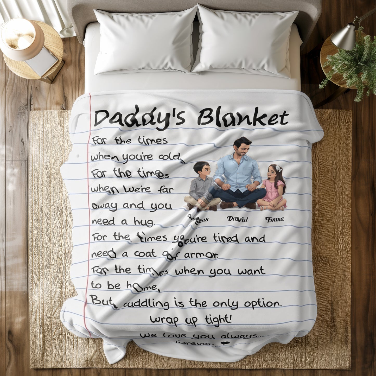 Personalized Daddy Blanket with Custom Photo & Names