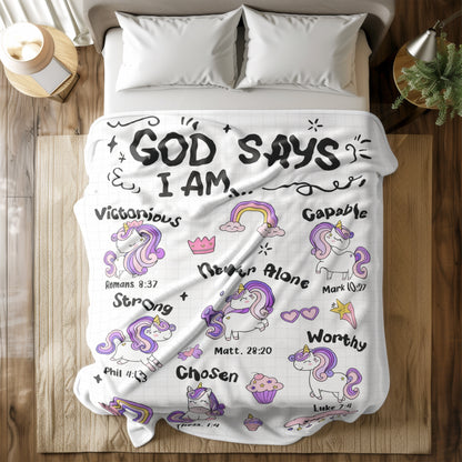 Personalized Christian Unicorn Blanket for Girls