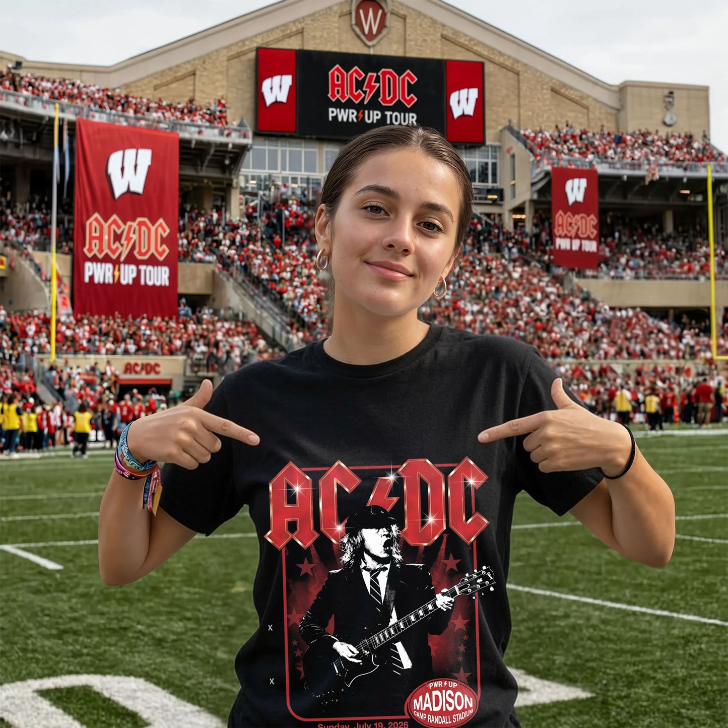 AC/DC Wisconsin Badgers Madison 2026 Power Up Tour Vintage Concert T-Shirt