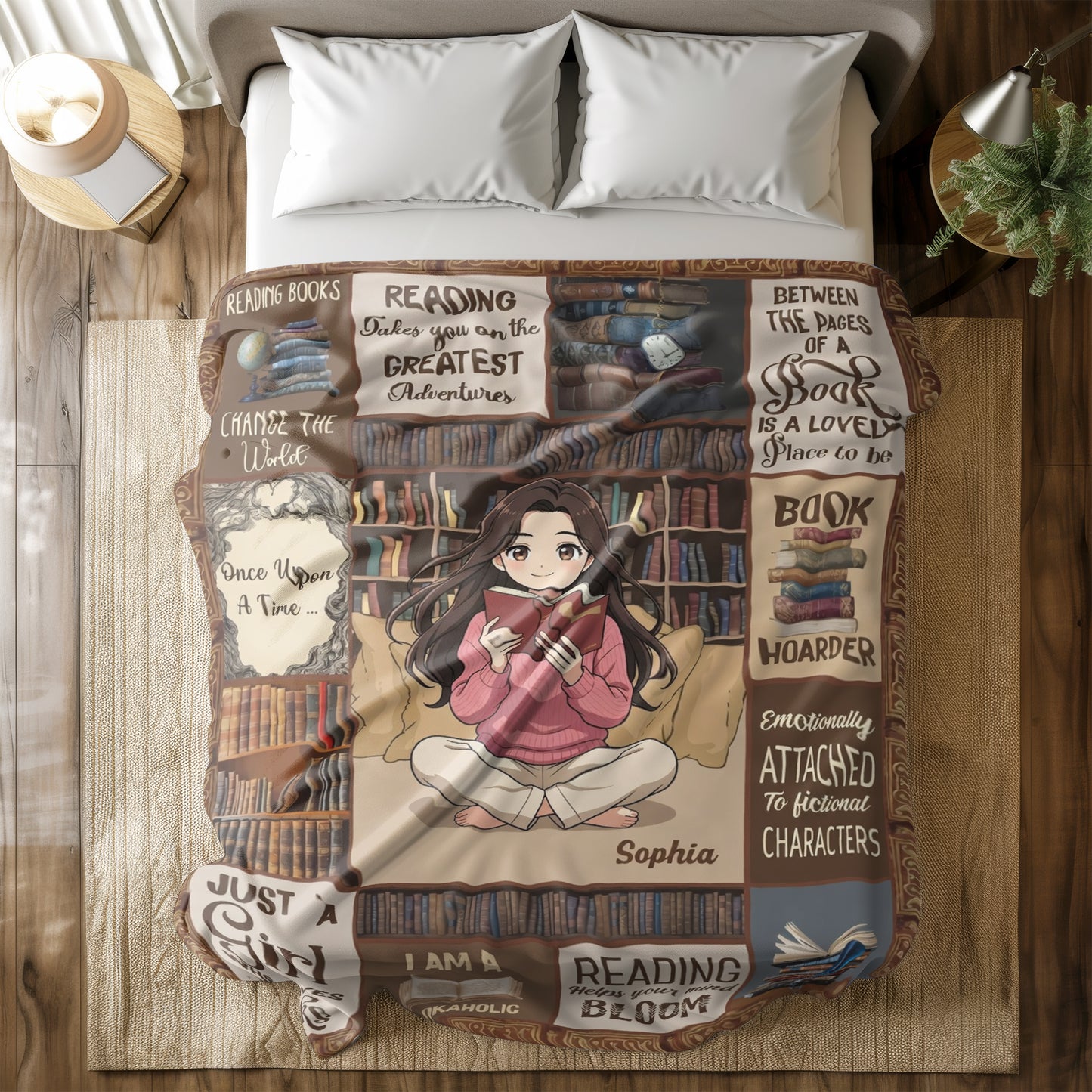 Personalized Book Lover Blanket with Name