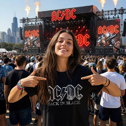 AC/DC Back In Black PWR UP Tour 2026 North America Dates Double-Sided Black Concert T-Shirt