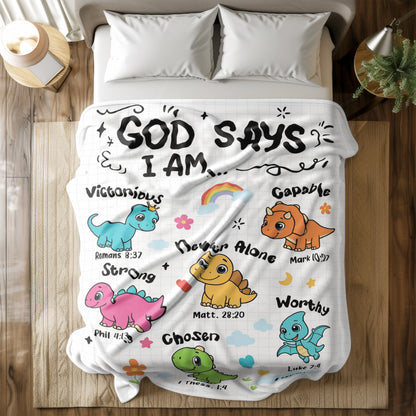 Personalized Christian Dinosaur Blanket for Boys