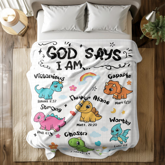 Personalized Christian Dinosaur Blanket for Boys