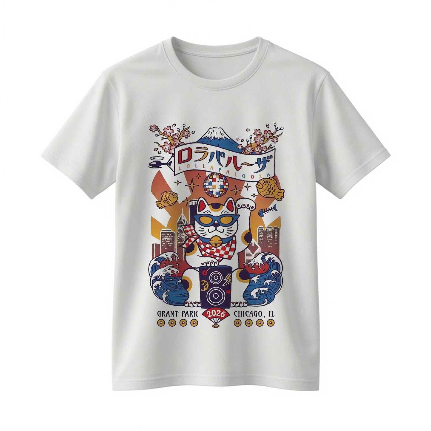Lollapalooza 2026 Lucky Cat Festival T-Shirt – Chicago Grant Park Music Event Graphic Tee