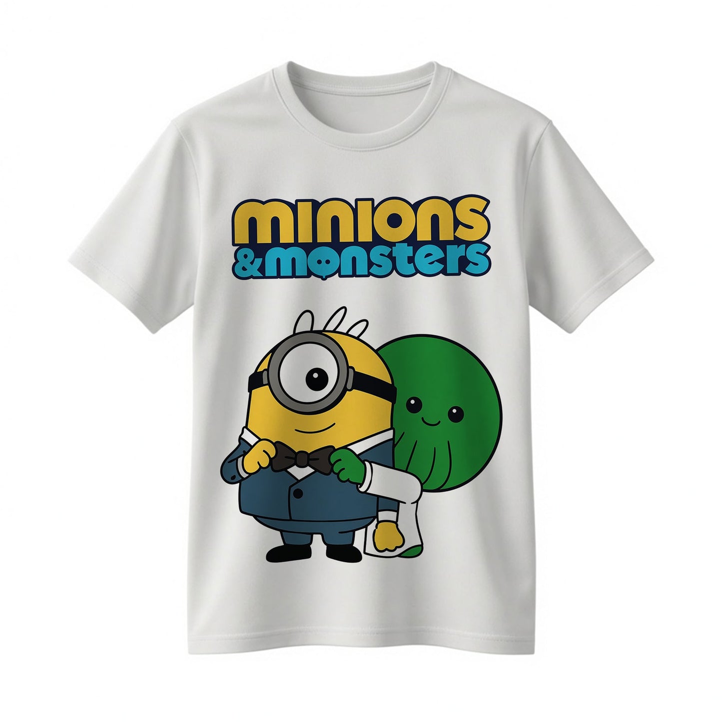 Cute Minion & Little Green Monster Best Friends Graphic T-Shirt