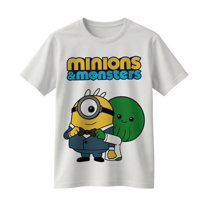 Cute Minion & Little Green Monster Best Friends Graphic T-Shirt